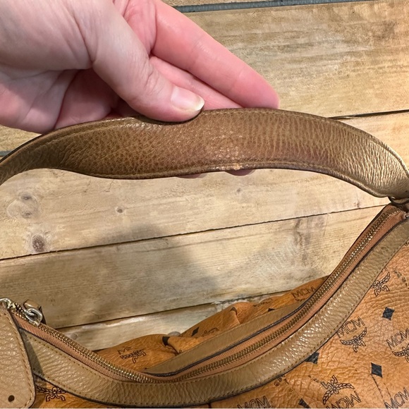 MCM Cognac Logo Visetos Shoulder Hobo Bag - Picture 9 of 16